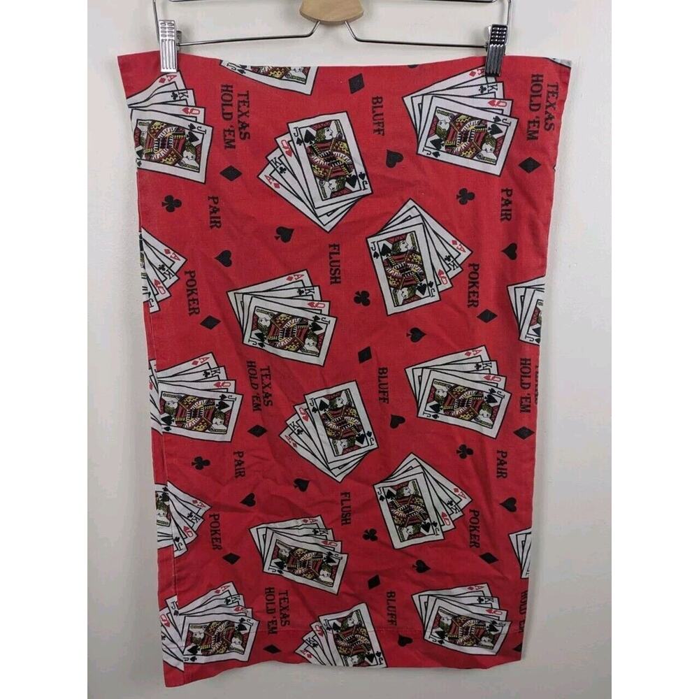 Texas Hold Em Pillow Case Vintage Bed Makers Red Queen Size Cards Poker Vegas